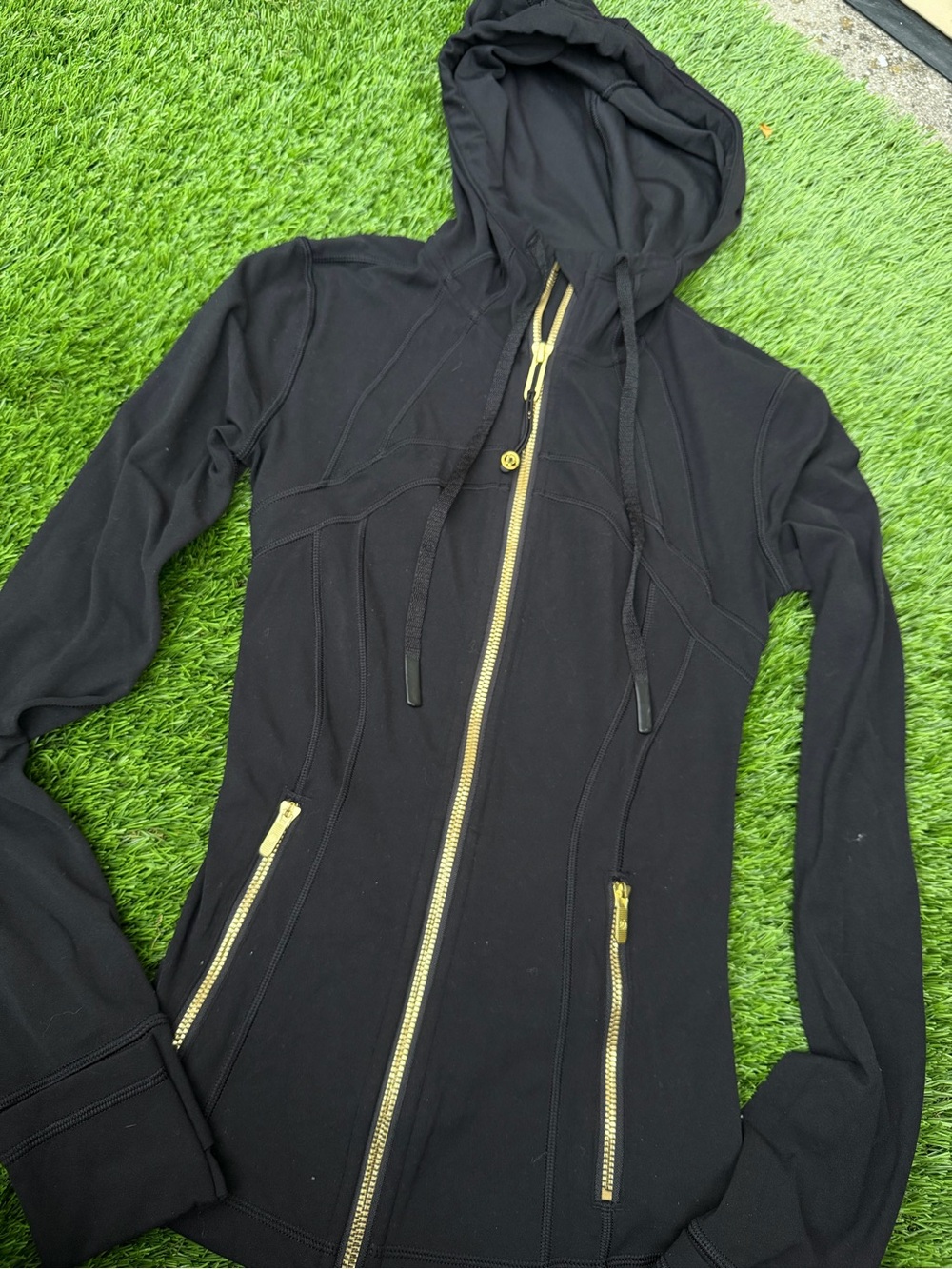 Lululemon Define Jacket Hoodie Gold Hardware Soft Nulu Square Dot Size 0